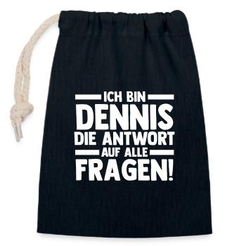 First name Dennis - Closable cotton gift bag (14x20cm) - navy - Front