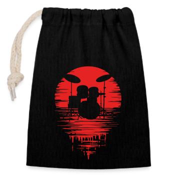 Drumset Silhouette Drums with Reflection - Closable cotton gift bag (14x20cm) - black - Front