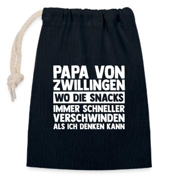 Dad of twins - Closable cotton gift bag (14x20cm) - navy - Front