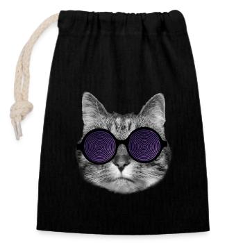 Lunettes pour chat et hypnotiques - Sac cadeau en coton avec cordon (14 x 20 cm) - noir - Devant