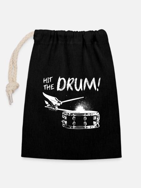 HitTheDrum Snare- auf hell - Verschließbarer Geschenkbeutel aus Baumwolle (14x20cm) - Schwarz