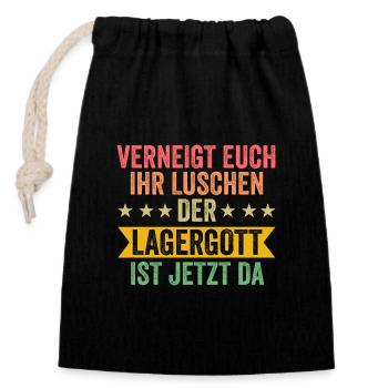 Lagergott Gabelstapler Staplerfahrer Logistiker La - Verschließbarer Geschenkbeutel aus Baumwolle (14x20cm) - Schwarz - Vorne