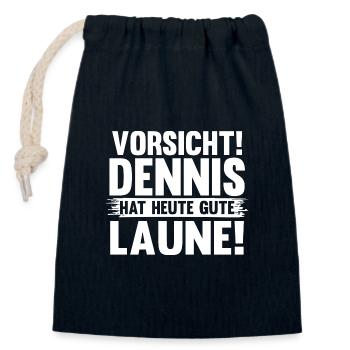 First name Dennis - Closable cotton gift bag (14x20cm) - navy - Front