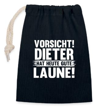 Vorname Dieter - Verschließbarer Geschenkbeutel aus Baumwolle (14x20cm) - Navy - Vorne