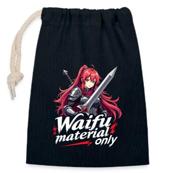 WAIFU MATERIAL ONLY - Kriegerin - Verschließbarer Geschenkbeutel aus Baumwolle (14x20cm) - Navy - Vorne
