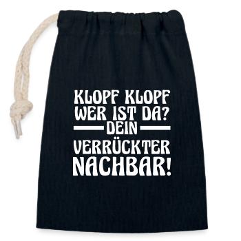 Nachbarschaft Bester Nachbar - Verschließbarer Geschenkbeutel aus Baumwolle (14x20cm) - Navy - Vorne