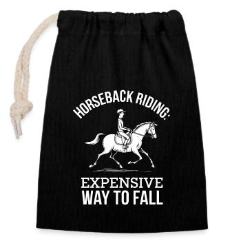 Expensive Way to Fall – Riding & Horse Love - Closable cotton gift bag (14x20cm) - black - Front