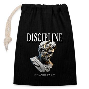 Discipline Statue grecque – Tout cela paiera - Sac cadeau en coton avec cordon (14 x 20 cm) - noir - Devant