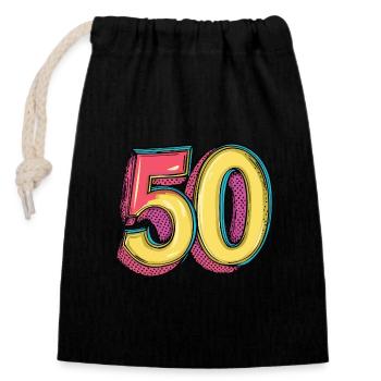Bande dessinée à 50 numéros - Sac cadeau en coton avec cordon (14 x 20 cm) - noir - Devant