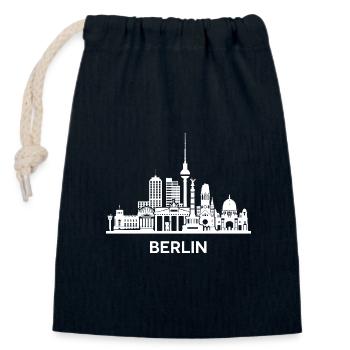 Berlin, weiß. Erweiterte Version - Verschließbarer Geschenkbeutel aus Baumwolle (14x20cm) - Navy - Vorne
