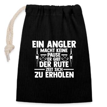 Angel Fischen Angeln Angler - Verschließbarer Geschenkbeutel aus Baumwolle (14x20cm) - Schwarz - Vorne