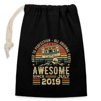 2019 Juillet | Né en Juillet 2019 | Juillet 2019 - Sac cadeau en coton avec cordon (14 x 20 cm) - noir - Devant