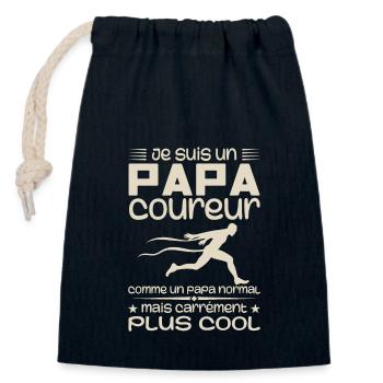 I'm a marathon runner dad - Closable cotton gift bag (14x20cm) - navy - Front