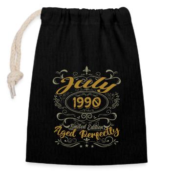 July 1990 Birthday July 1990 Gift 1990 - Closable cotton gift bag (14x20cm) - black - Front