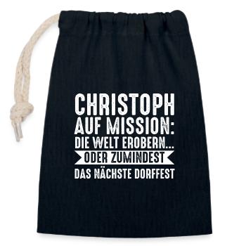 Prénom Chris Christoph - Sac cadeau en coton avec cordon (14 x 20 cm) - bleu marine - Devant