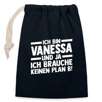 First name Vanessa - Closable cotton gift bag (14x20cm) - navy - Front