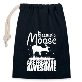 Because Moose Are Freaking Awesome | Moose Lover - Sac cadeau en coton avec cordon (14 x 20 cm) - bleu marine - Devant
