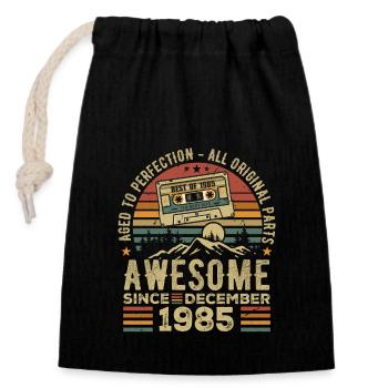 Anniversaire Décembre 1985 | Cadeau décembre 1985 - Sac cadeau en coton avec cordon (14 x 20 cm) - noir - Devant
