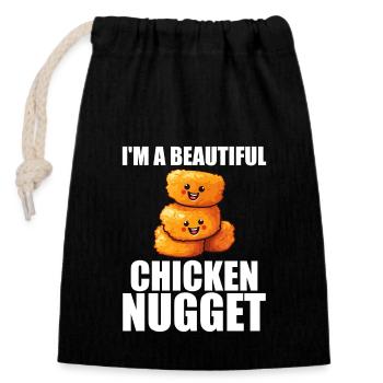 Cute Chicken Nugget For Women Chicken Nugget Lover - Sac cadeau en coton avec cordon (14 x 20 cm) - noir - Devant
