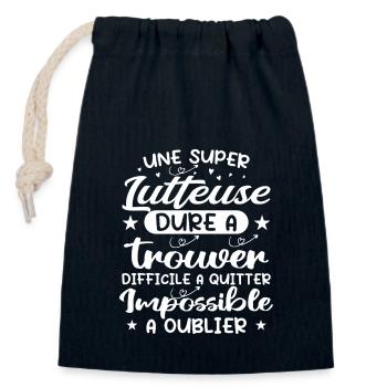 Une Super Lutteuse - Cadeau lutteuse - Sac cadeau en coton avec cordon (14 x 20 cm) - bleu marine - Devant