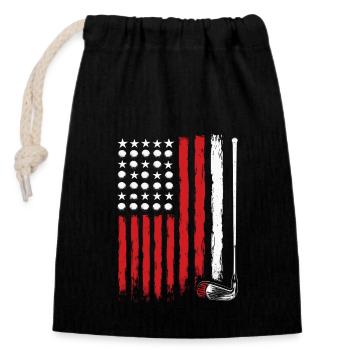 Amerikanische Flagge Golf Golfer Lustiger Golf Club Golfen - Verschließbarer Geschenkbeutel aus Baumwolle (14x20cm) - Schwarz - Vorne