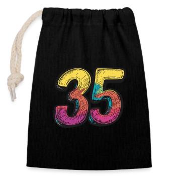 35 Number Comic - Closable cotton gift bag (14x20cm) - black - Front