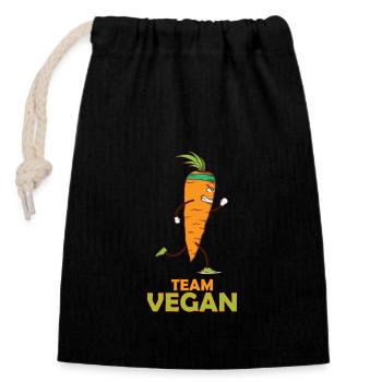 Running Vegan Carrot Team Vegan - Closable cotton gift bag (14x20cm) - black - Front