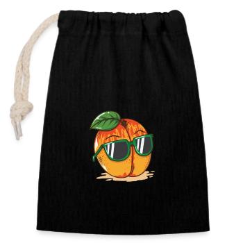 Peach (apricot) with sunglasses - Closable cotton gift bag (14x20cm) - black - Front