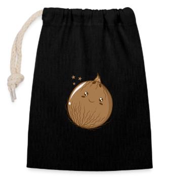 cheerful coconut - Closable cotton gift bag (14x20cm) - black - Front
