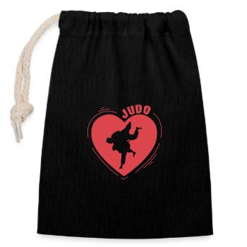 Le judo et l'amour des arts martiaux - Sac cadeau en coton avec cordon (14 x 20 cm) - noir - Devant