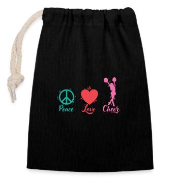 Peace Love Cheer Cheerleader Sport turnen anfeuern - Verschließbarer Geschenkbeutel aus Baumwolle (14x20cm) - Schwarz - Vorne