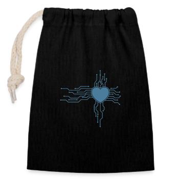 Cœur avec électronique Profession Technologie Électricité - Sac cadeau en coton avec cordon (14 x 20 cm) - noir - Devant