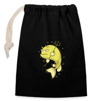 Poissons de vache avec mer trident ou aquarium - Sac cadeau en coton avec cordon (14 x 20 cm) - noir - Devant