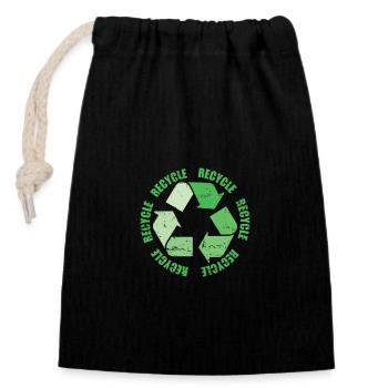 Recycler pour un environnement vert Protection de l’environnement - Sac cadeau en coton avec cordon (14 x 20 cm) - noir - Devant
