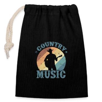 Musique country États-Unis Amérique Cowboys - Sac cadeau en coton avec cordon (14 x 20 cm) - noir - Devant