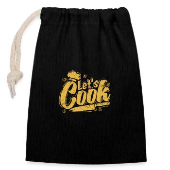 Cuisinier, Chef, Hobby, Food Kitchen - Sac cadeau en coton avec cordon (14 x 20 cm) - noir - Devant