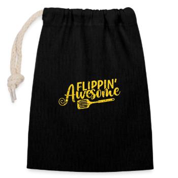 Flippin Awesome Chefkoch Hobby Essen Küche - Verschließbarer Geschenkbeutel aus Baumwolle (14x20cm) - Schwarz - Vorne