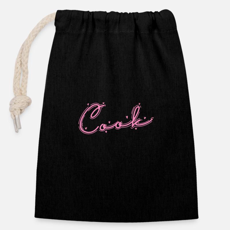 Cook Chefkoch Hobby Essen Küche - Verschließbarer Geschenkbeutel aus Baumwolle (14x20cm) - Schwarz