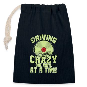 Driving my Wife Crazy one Vinyl at a Time - Closable cotton gift bag (14x20cm) - navy - Front