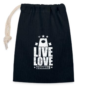 Live Love Cornhole Spiel Freizeit Hobby - Verschließbarer Geschenkbeutel aus Baumwolle (14x20cm) - Navy - Vorne