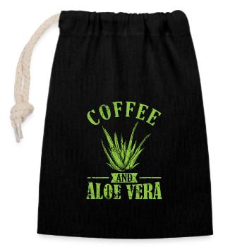 Coffee and Aloe Vera Cream Cosmetics Natural - Closable cotton gift bag (14x20cm) - black - Front
