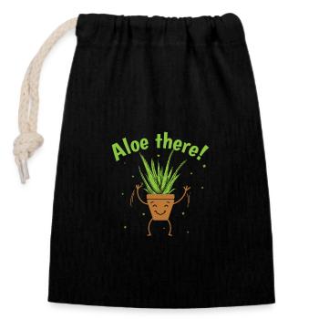 Aloe there! Aloe Vera Creme Kosmetik - Verschließbarer Geschenkbeutel aus Baumwolle (14x20cm) - Schwarz - Vorne