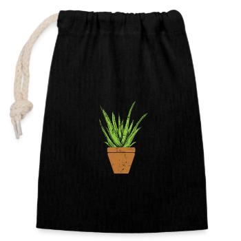 Pflanze Aloe Vera Kosmetik Natur - Verschließbarer Geschenkbeutel aus Baumwolle (14x20cm) - Schwarz - Vorne