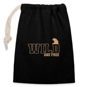 Animal sauvage et libre de l’ours brun - Sac cadeau en coton avec cordon (14 x 20 cm) - noir - Devant