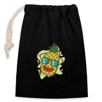 Pineapple chills on vacation tropical sweet fruit - Closable cotton gift bag (14x20cm) - black - Front