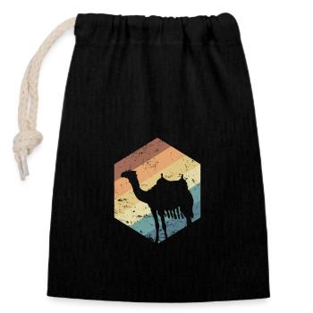 Camel Dromedary Caravan Hump Desert - Closable cotton gift bag (14x20cm) - black - Front