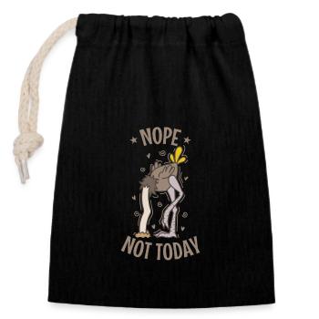 Nope Not Today Strauß Kopf im Sand Laufvogel - Verschließbarer Geschenkbeutel aus Baumwolle (14x20cm) - Schwarz - Vorne