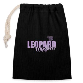 Léopard chuchoteur gros chat prédateur - Sac cadeau en coton avec cordon (14 x 20 cm) - noir - Devant