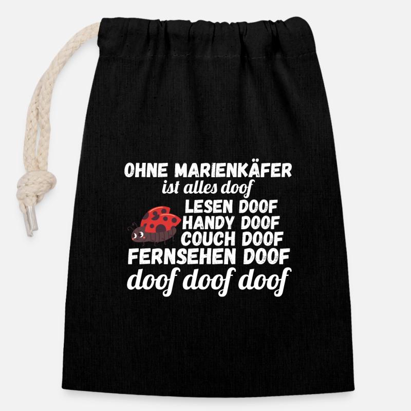 Marienkäfer - Verschließbarer Geschenkbeutel aus Baumwolle (14x20cm) - Schwarz