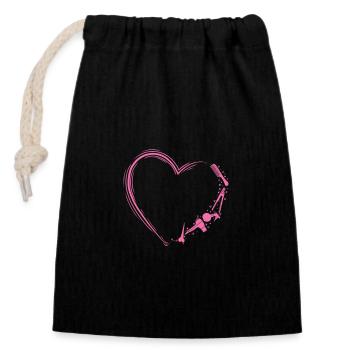 Coeur avec coiffeur Equipement de travail Profession Cheveux - Sac cadeau en coton avec cordon (14 x 20 cm) - noir - Devant